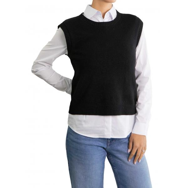 Gilet tinta unita girocollo 